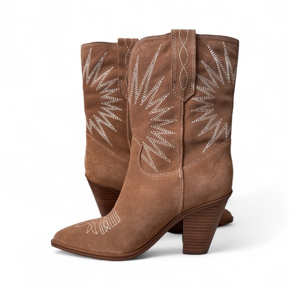 Marc Fisher Women's Rogers Leather Embroidered Cowboy Western Boot Brown Size 7M - Picture 9 of 11